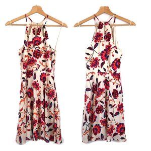 Express Ivory Cream Pink Floral Halter Cocktail Mini Dress 0